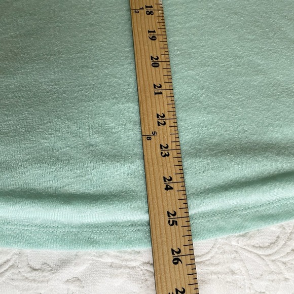 CHICO'S Teal Blue Flutter Eyelet Sleeve 100% Linen Knit Top Tee Shirt‎ Large  2 - Picture 11 of 11